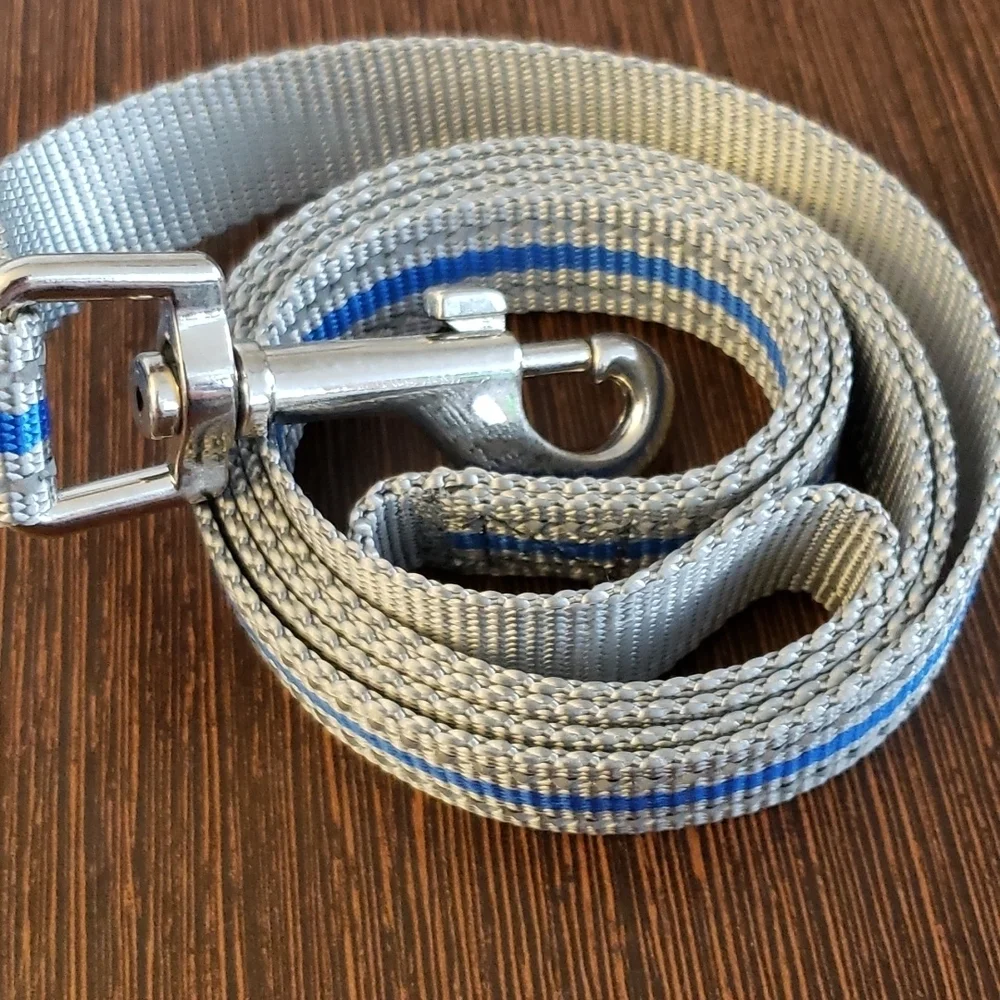 Deago Blue and Gray Reflective Collar and Leash Set Size M